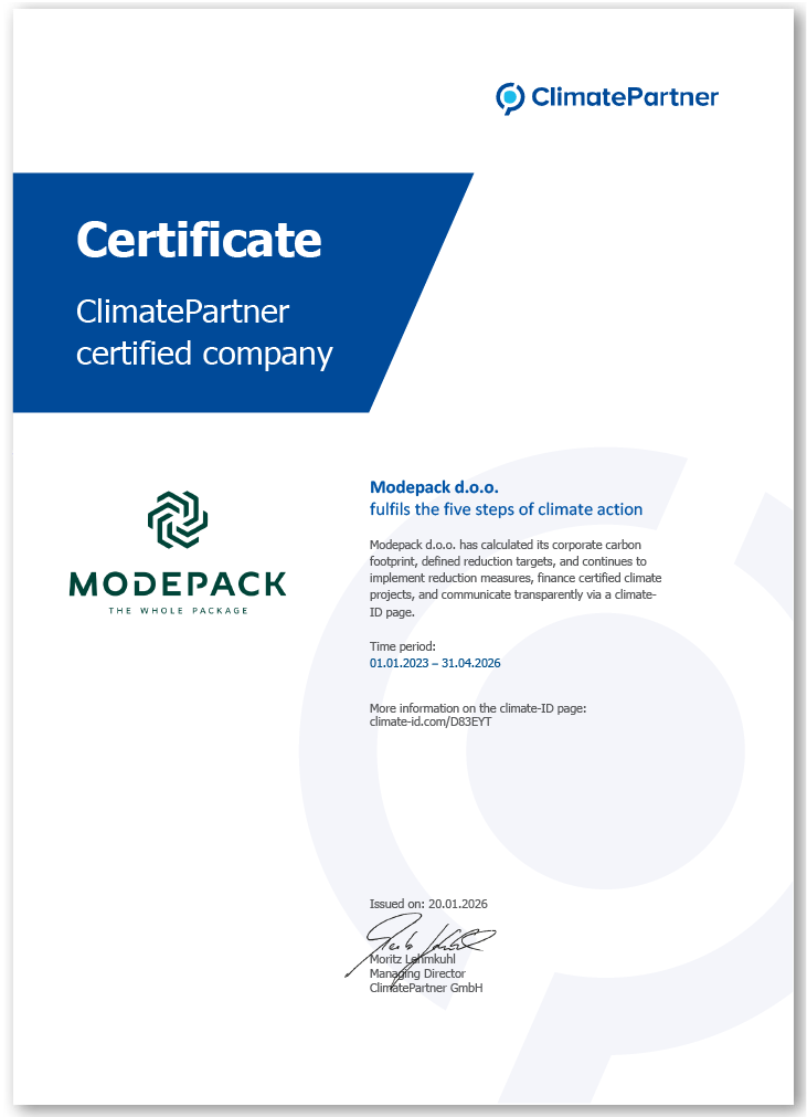 Climate Partner Software ClimatePartner Certified Company - Modepack